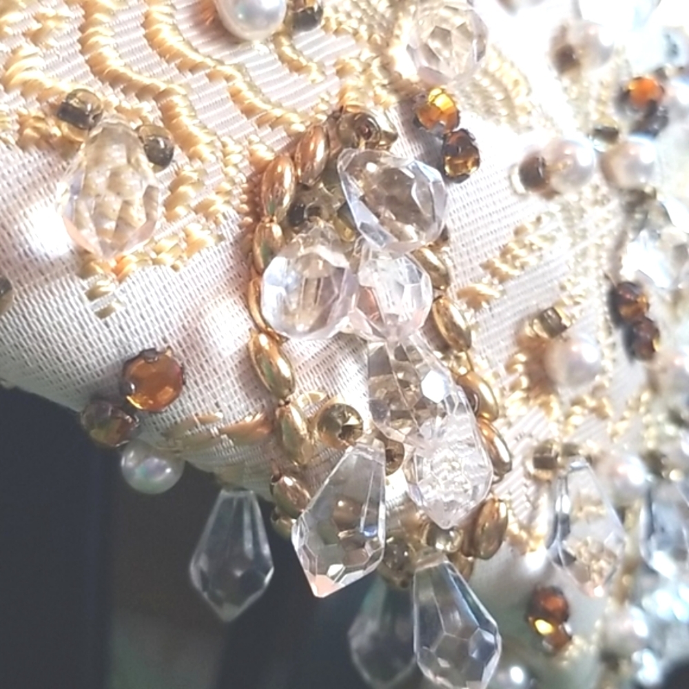 60's CHRISTIAN DIOR Vtg  Chapeaux Paris NY Beaded Ornate Wedding Hat Pristine EV - Picture 7 of 16